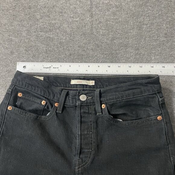 LEVI’S Button Fly Wedgie Fit Straight Leg Black Patch Jeans Womens Size 27 - Picture 8 of 13